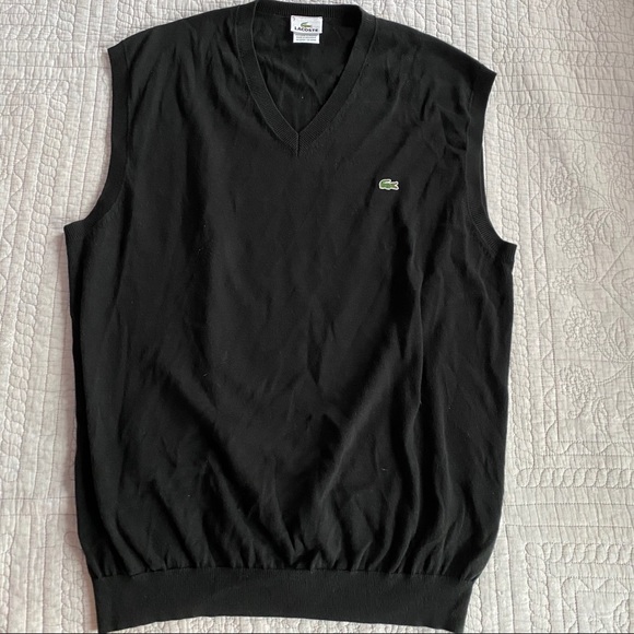Lacoste Black V-Neck Sweater Vest - Picture 1 of 3